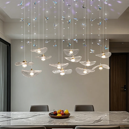 Restaurant Pendant Light Modern Villa Loft Chandelier Designer Lotus Leaf Glass Ceiling Hanging Chandelier