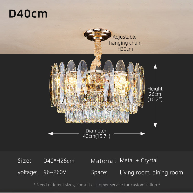 Luxury LED Ring Crystal Living Room Hanging Lamp