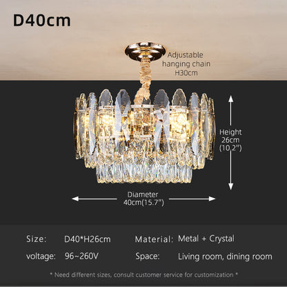 Luxury LED Ring Crystal Living Room Hanging Lamp