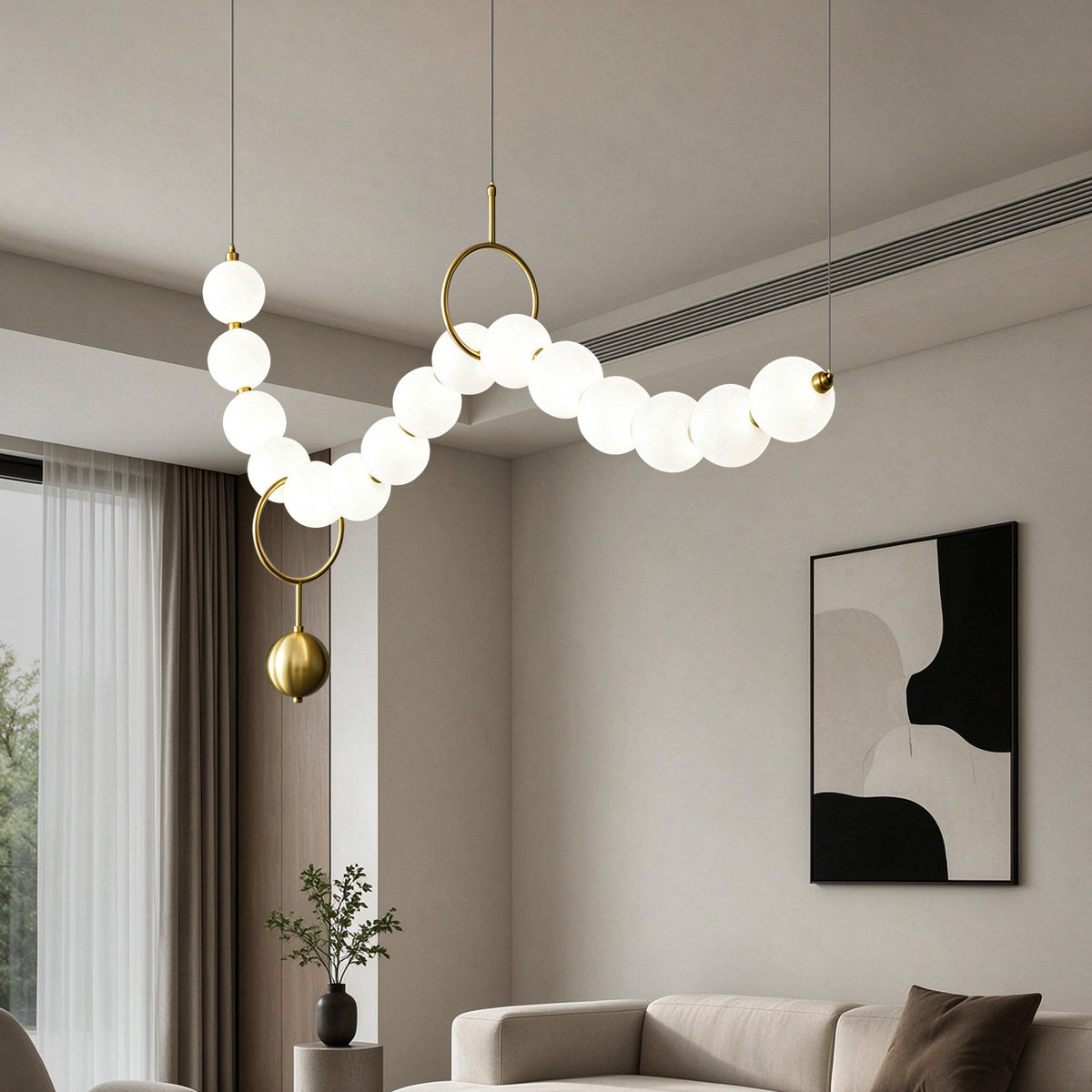 Modern Dining Room Kitchen Long ball Chandelier