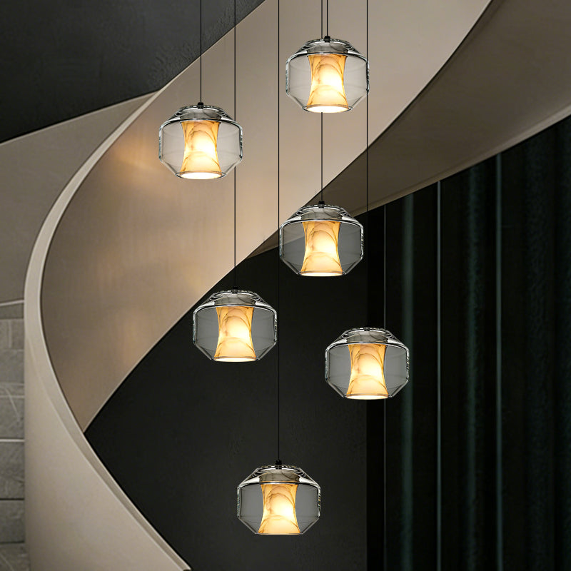 Stair Chandelier Nordic Pendent Light Minimalist Marble Ceiling Hanging Lamp Sitting Room Villa Staircase Chandelier Lighting