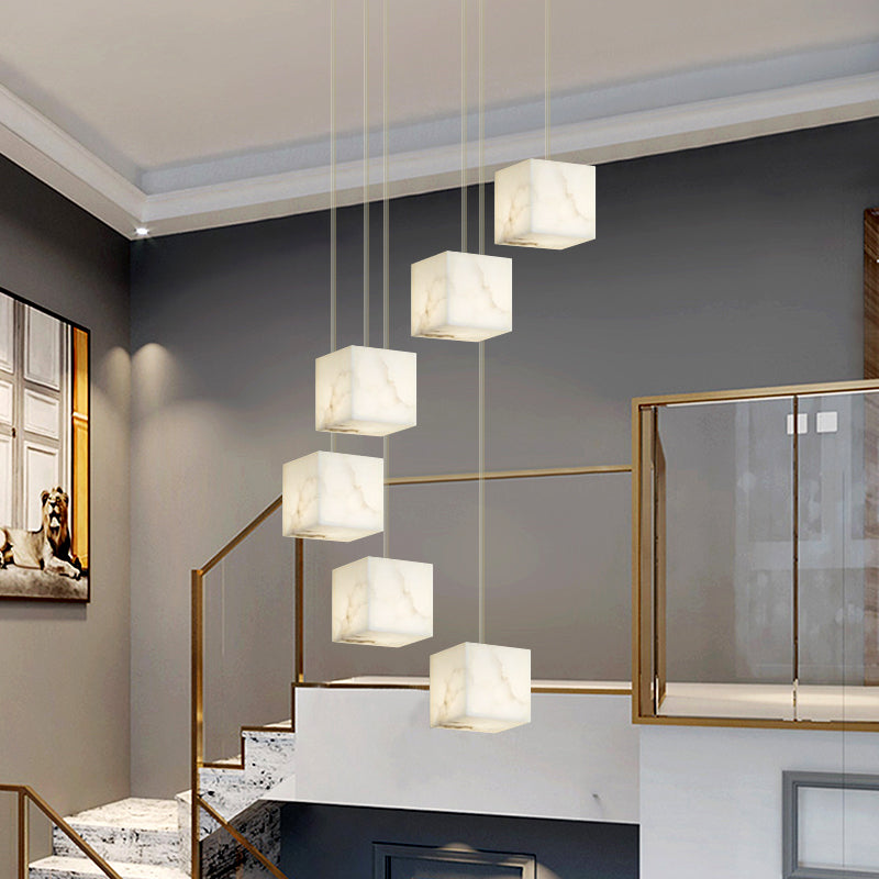 Nordic Chandelier Stairs High Ceiling Staircase Marble Chandelier