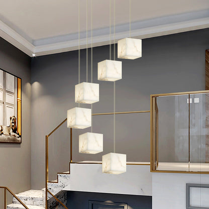 Nordic Chandelier Stairs High Ceiling Staircase Marble Chandelier