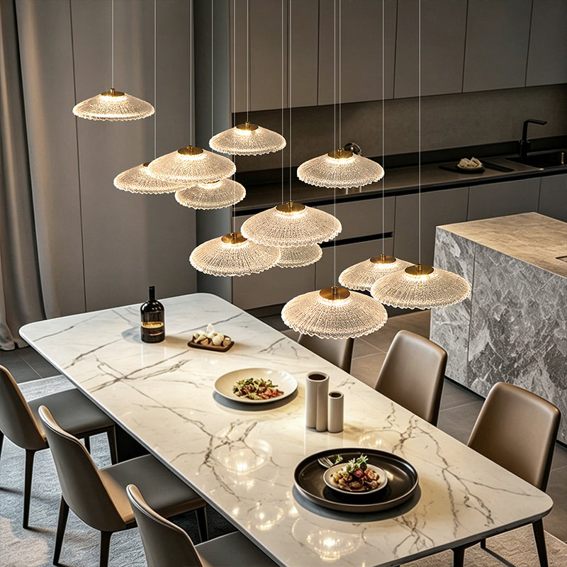 Ripple Water Glass Chandelier Dining Table Kitchen Dining Room Art Chandelier Island Bar Pendant Lamp
