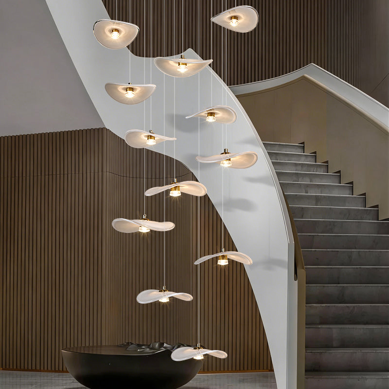Modern Staircase High Ceiling Chandelier Rotating Glass Chandelier Light Villa Duplex Loft Hanging Lamp