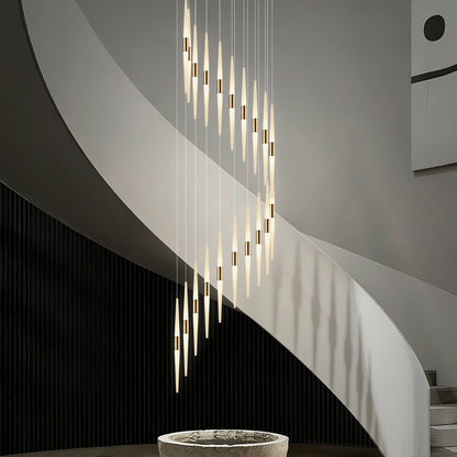 Acrylic Design Ceiling Stair Pendant Lamp Lighting Luxury Fixture Chandelier Long Staircase Chandelier Lustre Hanging Light