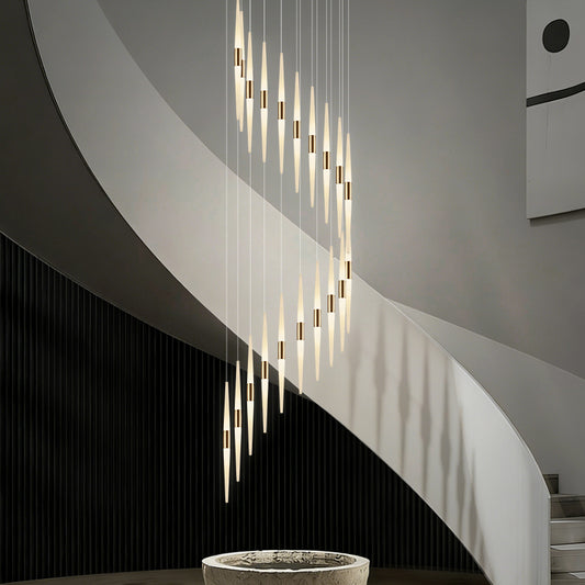 Acrylic Design Ceiling Stair Pendant Lamp Lighting Luxury Fixture Chandelier Long Staircase Chandelier Lustre Hanging Light