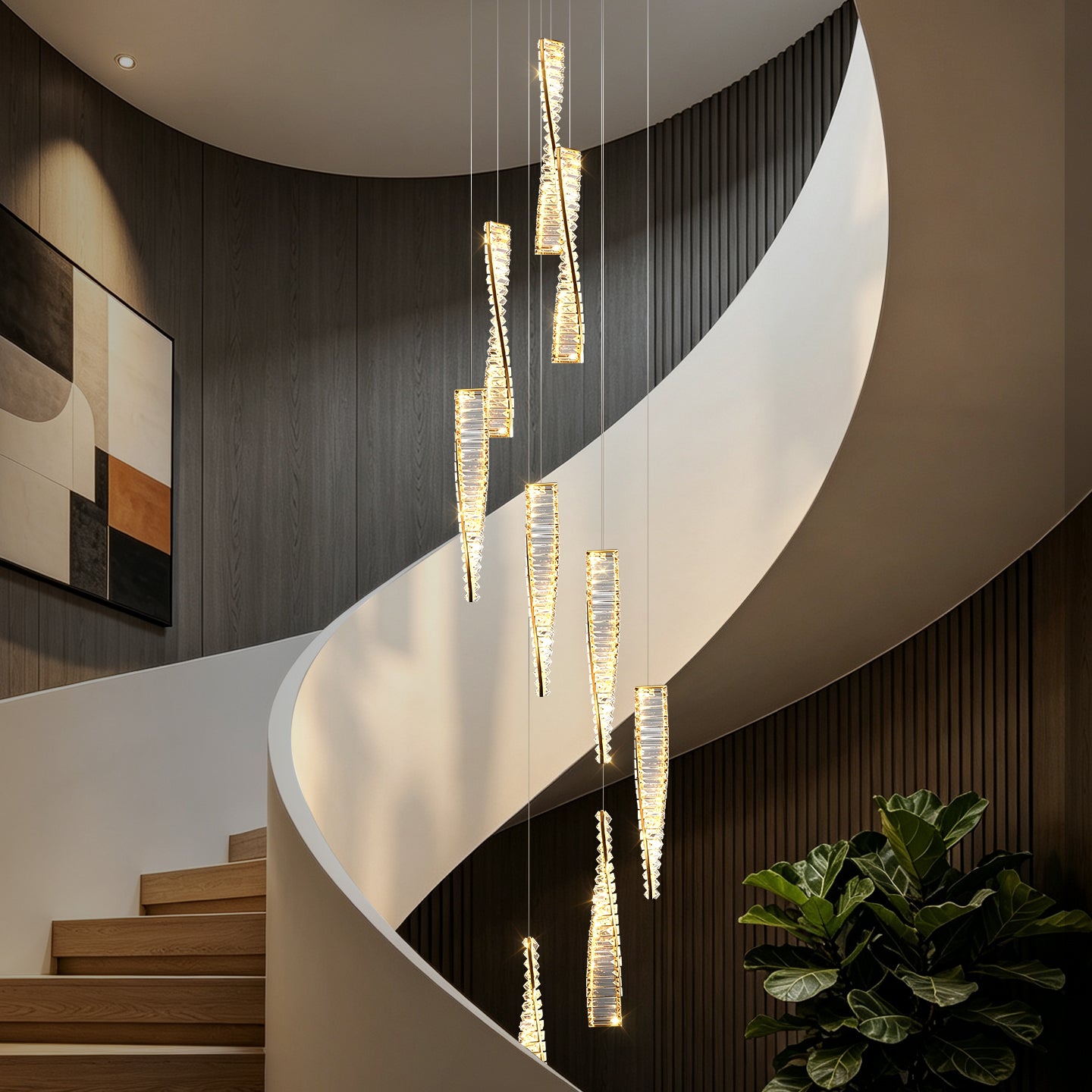 Luxury Spiral Staircase Crystal Chandelier