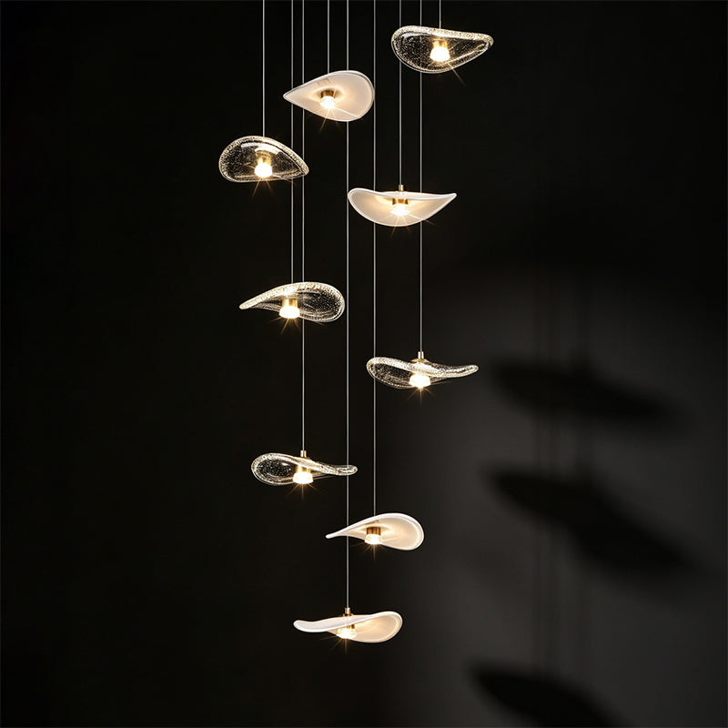 Stair Light LED Glass Chandelier Modern Pendant Light for Living Restaurant Staircase Long Villa Hote Luxury Stairwell Lighting