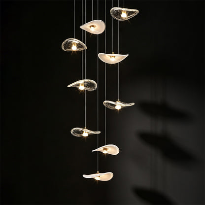Stair Light LED Glass Chandelier Modern Pendant Light for Living Restaurant Staircase Long Villa Hote Luxury Stairwell Lighting