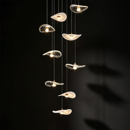 Stair Light LED Glass Chandelier Modern Pendant Light for Living Restaurant Staircase Long Villa Hote Luxury Stairwell Lighting