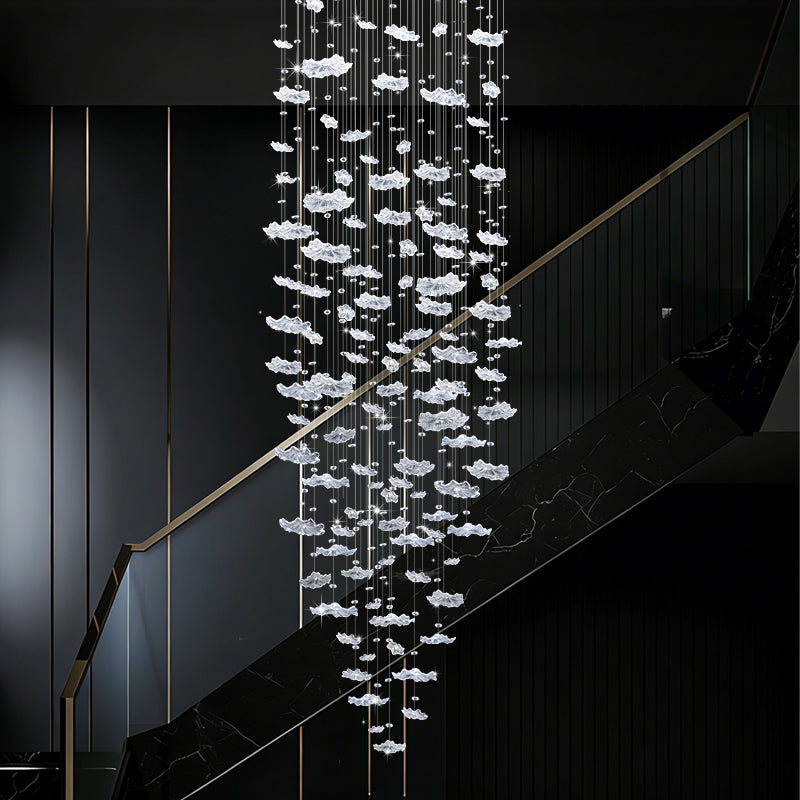 Stair Lighting Chandelier Villa Staircase High Ceiling Chandelier Glass Duplex Loft Hanging Lamp Long Pendant Light Staircase