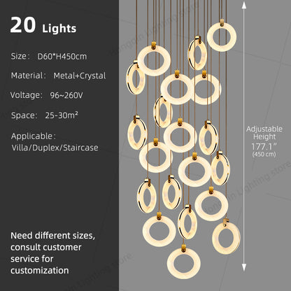 Stair Chandelier Nordic Minimalist Marble Staircase Pendant Light Villa Staircase High Ceiling Chandelier Luxury Lighting