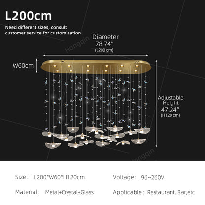 Restaurant Pendant Light Modern Villa Loft Chandelier Designer Lotus Leaf Glass Ceiling Hanging Chandelier