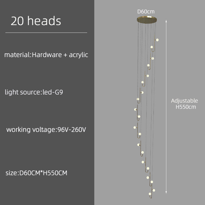 Modern Villa Staircase Long LED Pendant Lamp