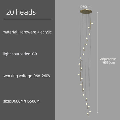 Modern Villa Staircase Long LED Pendant Lamp