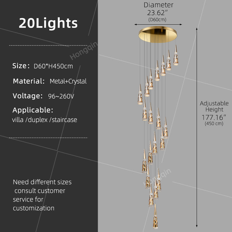 Modern Crystal Chandelier Loft Pendant Light Chandelier for Stairs Designer Pendant Lamp Suspension Ceiling Light