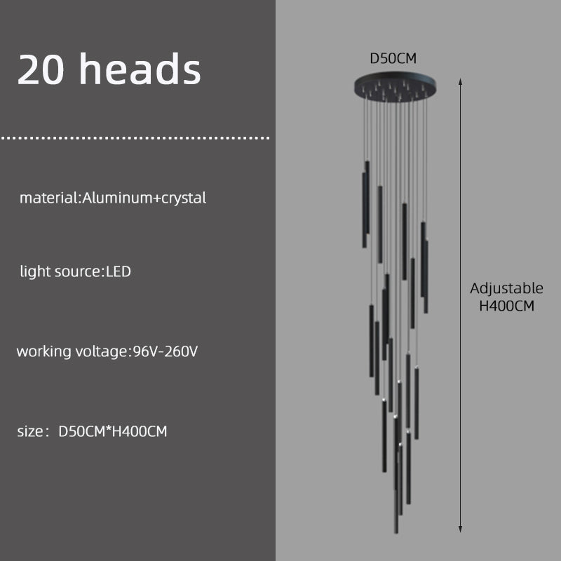 Modern LED Stair Pendant Light Villa Duplex Ceiling Hanging Lamps