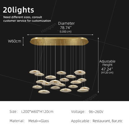 Luxury Chandelier Ripple Water Glass Pendant Lamp Living Room Dining Room Dining Table Kitchen Island Bar Art Hanging Lights