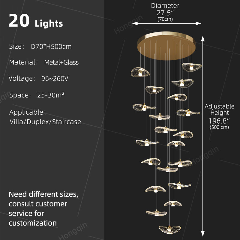 Indoor Rotating Staircase Hanging Lights Nordic Minimalist Villa Staircase Glass High Ceiling Chandelier Luxury Lighting