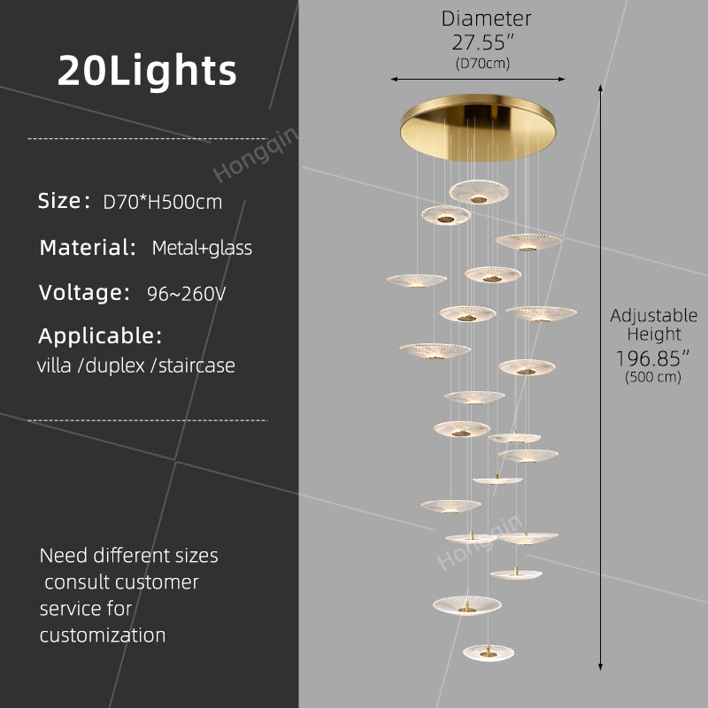 Modern Glass Stair Chandelier Villa Duplex Loft Ceiling Hanging Light