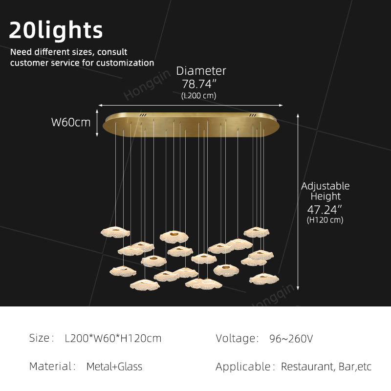 Modern Luxury Glass Chandelier Art Dining Room Island Bar Pendant Lamp Kitchen High Ceiling Hanging Lights
