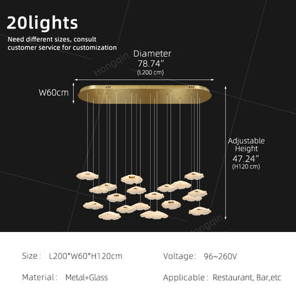 Modern Luxury Glass Chandelier Art Dining Room Island Bar Pendant Lamp Kitchen High Ceiling Hanging Lights