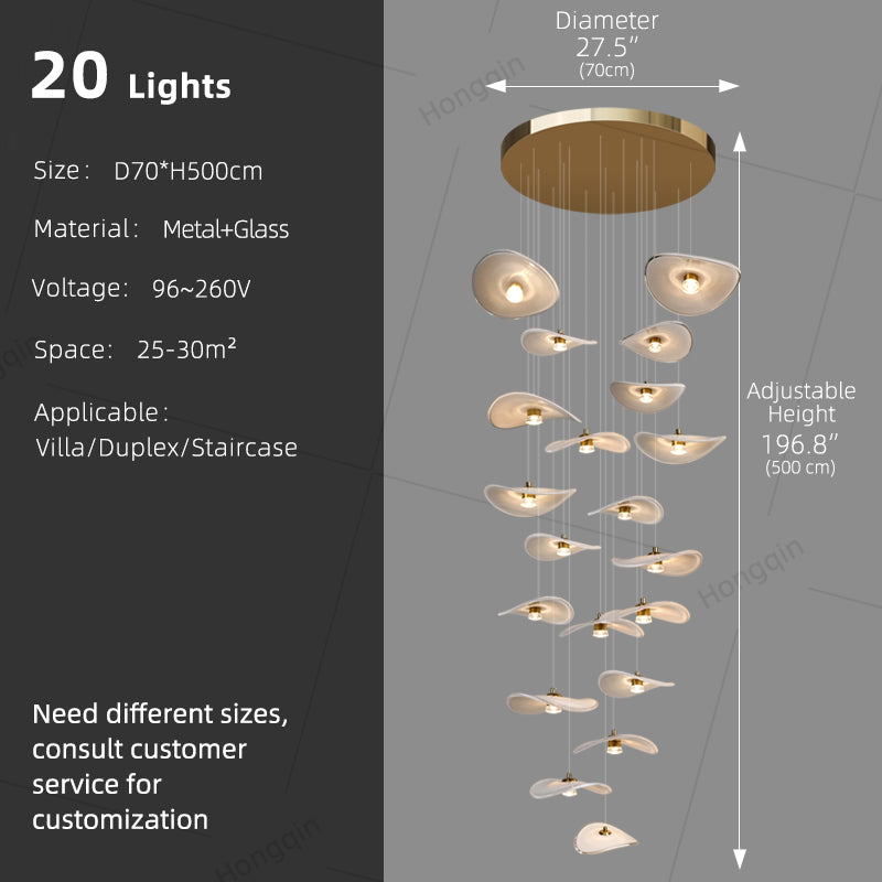 Stair Chandelier Luxury Nordic Minimalist Glass Staircase Chandelier Lighting Villa Staircase High Ceiling Chandelier