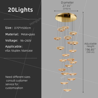 Modern LED Stair Designer Glass Pendant Light