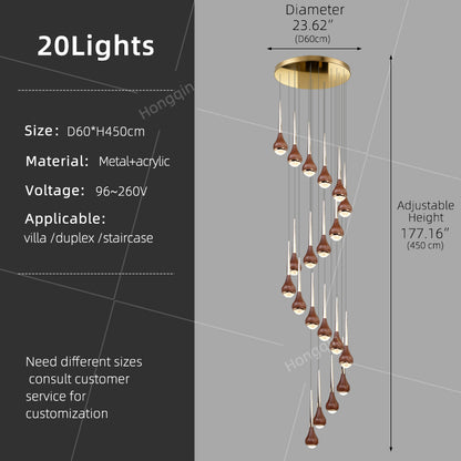 Stairs Chandelier Minimalist Modern Lighting Living Room Pendant Light Lustre High Ceiling Long Staircase Chandelier