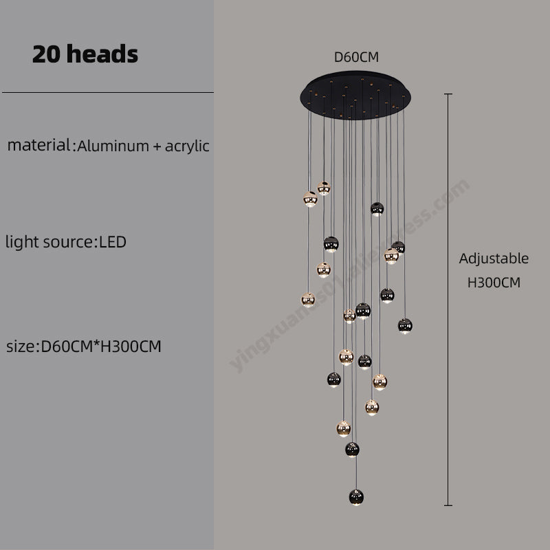 Luxury LED Staircase nordic minimalist Chandelier