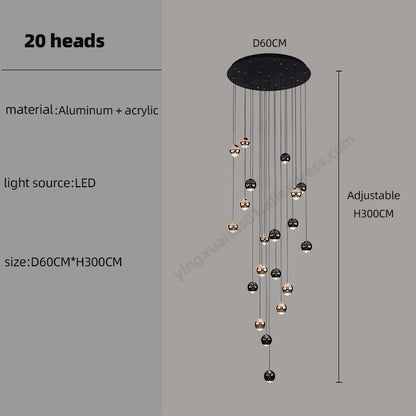 Luxury LED Staircase nordic minimalist Chandelier