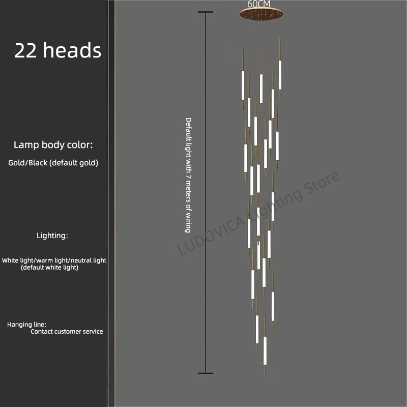 Modern Luxury Led Pendent Lamp Light Living Room Lighting Loft Ceiling Suspension Chandelier Staircase Chandeliers