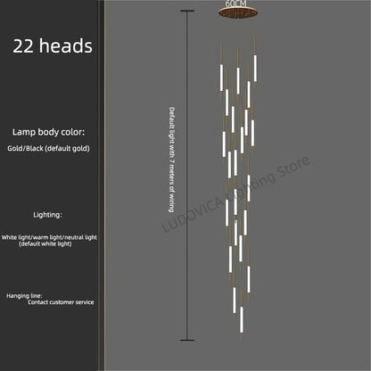 Modern Luxury Led Pendent Lamp Light Living Room Lighting Loft Ceiling Suspension Chandelier Staircase Chandeliers