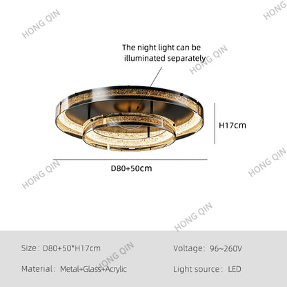 Modern Double Layer Circular Glass LED Ceiling Flush