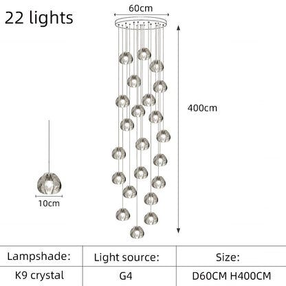 Modern Crystal Chandelier Loft Pendant Light