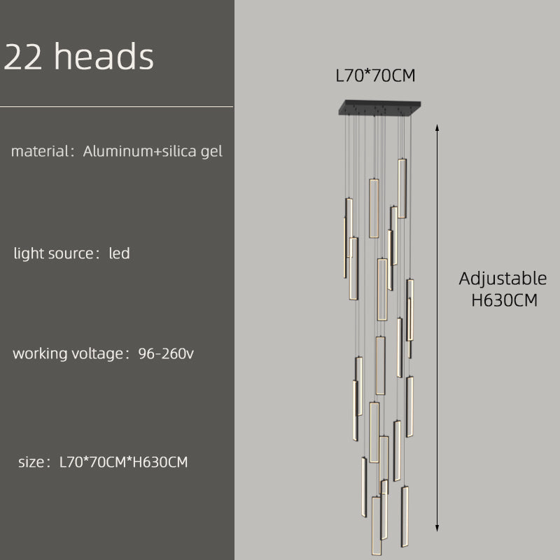 Luxury LED Staircase Attic Villa Stair Chandelier