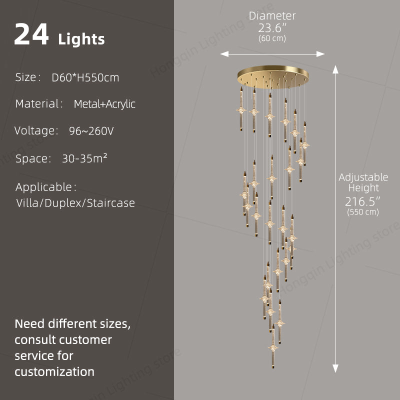 Modern High Long Staircase Chandelier