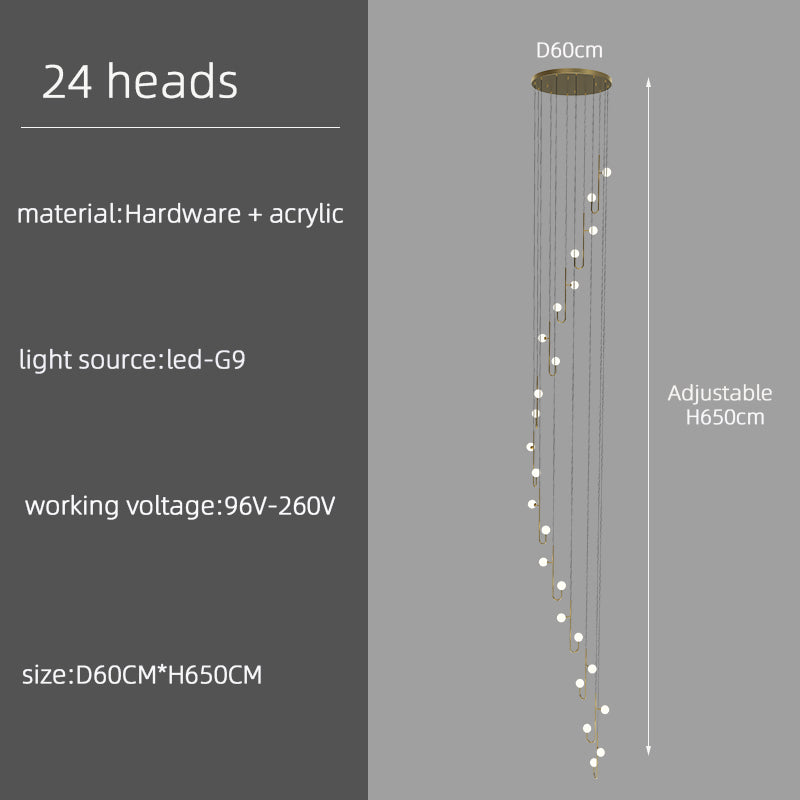 Modern Villa Staircase Long LED Pendant Lamp