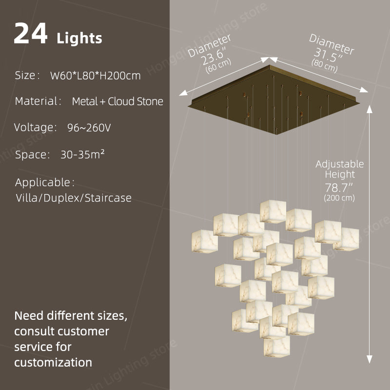Nordic Chandelier Stairs High Ceiling Staircase Marble Chandelier