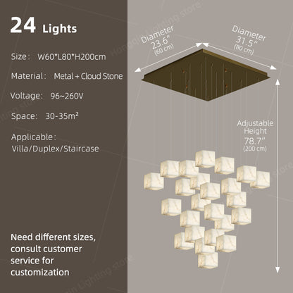 Nordic Chandelier Stairs High Ceiling Staircase Marble Chandelier