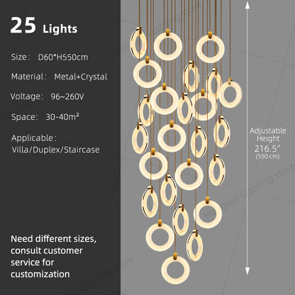 Stair Chandelier Nordic Minimalist Marble Staircase Pendant Light Villa Staircase High Ceiling Chandelier Luxury Lighting