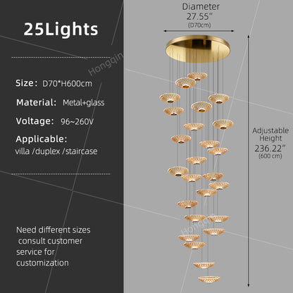 Modern LED Stair Designer Glass Pendant Light