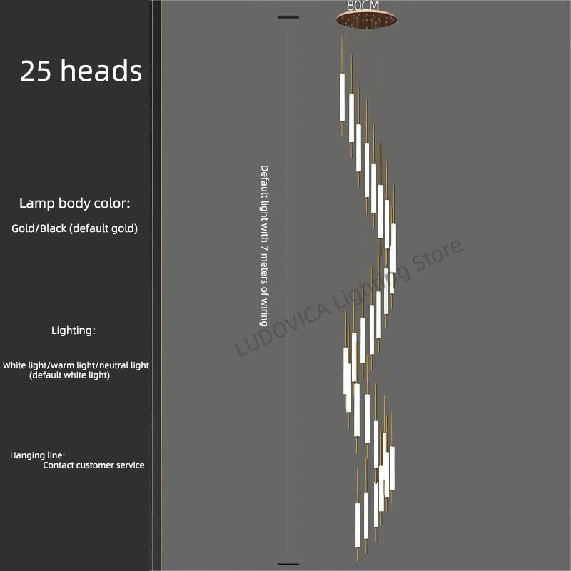 Duplex Attic Staircase Chandelier Long LED Chandelier Stair Pendant Dining Room Stair Chandeliers