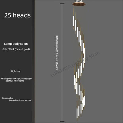Duplex Attic Staircase Chandelier Long LED Chandelier Stair Pendant Dining Room Stair Chandeliers