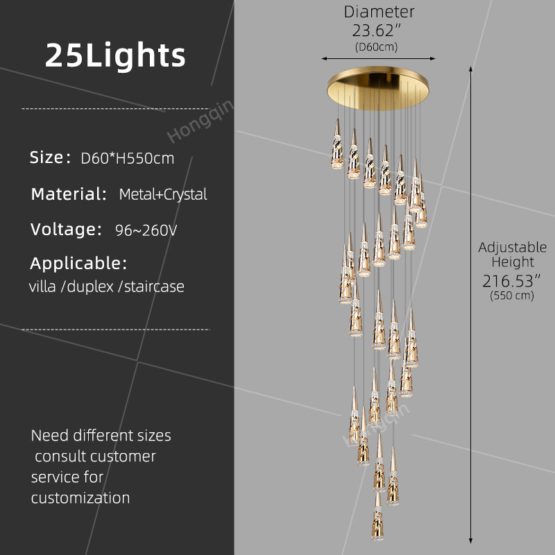 Modern Crystal Chandelier Loft Pendant Light Chandelier for Stairs Designer Pendant Lamp Suspension Ceiling Light