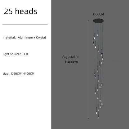 Staircase Long Villa Hote Luxury LED Chandelier
