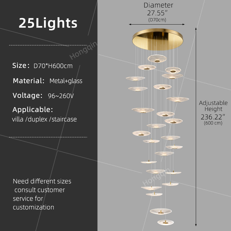 Modern Glass Stair Chandelier Villa Duplex Loft Ceiling Hanging Light
