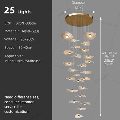 Modern Staircase High Ceiling Chandelier Rotating Glass Chandelier Light Villa Duplex Loft Hanging Lamp