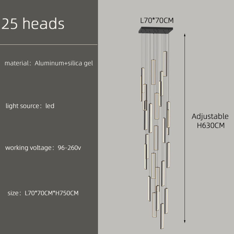 Luxury LED Staircase Attic Villa Stair Chandelier